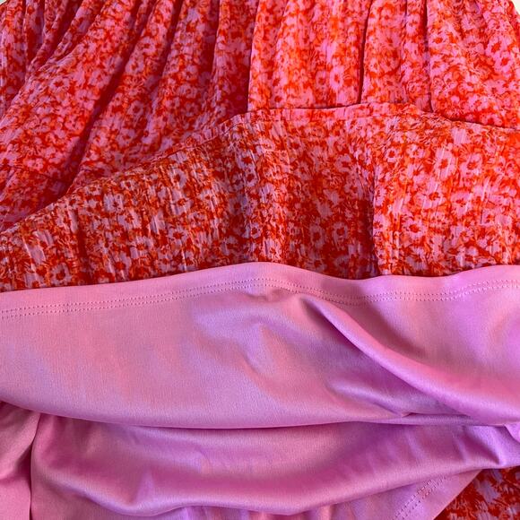 Rachel Zoe Floral Flutter Sleeve A-Line Dress in Pink and Orange Size 8 - Picture 15 of 16